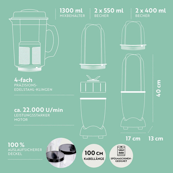 GOURMETmaxx Mr Magic Standmixer Smoothie Maker Obst Entsafter Saftpresse Mixer