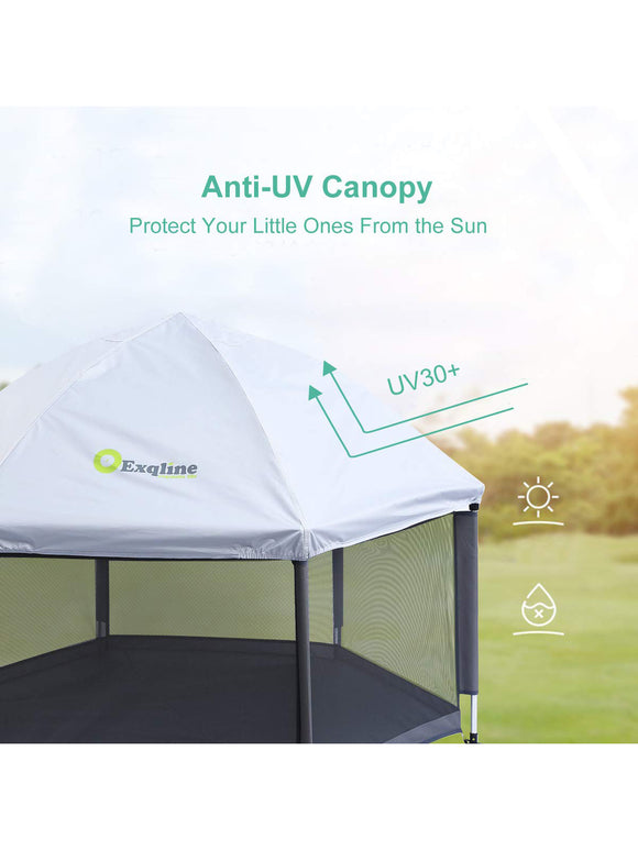 Baby Laufstall mit Matte Pop-up Baby Laufgitter Atmungsaktiv 6-Panel Faltbar