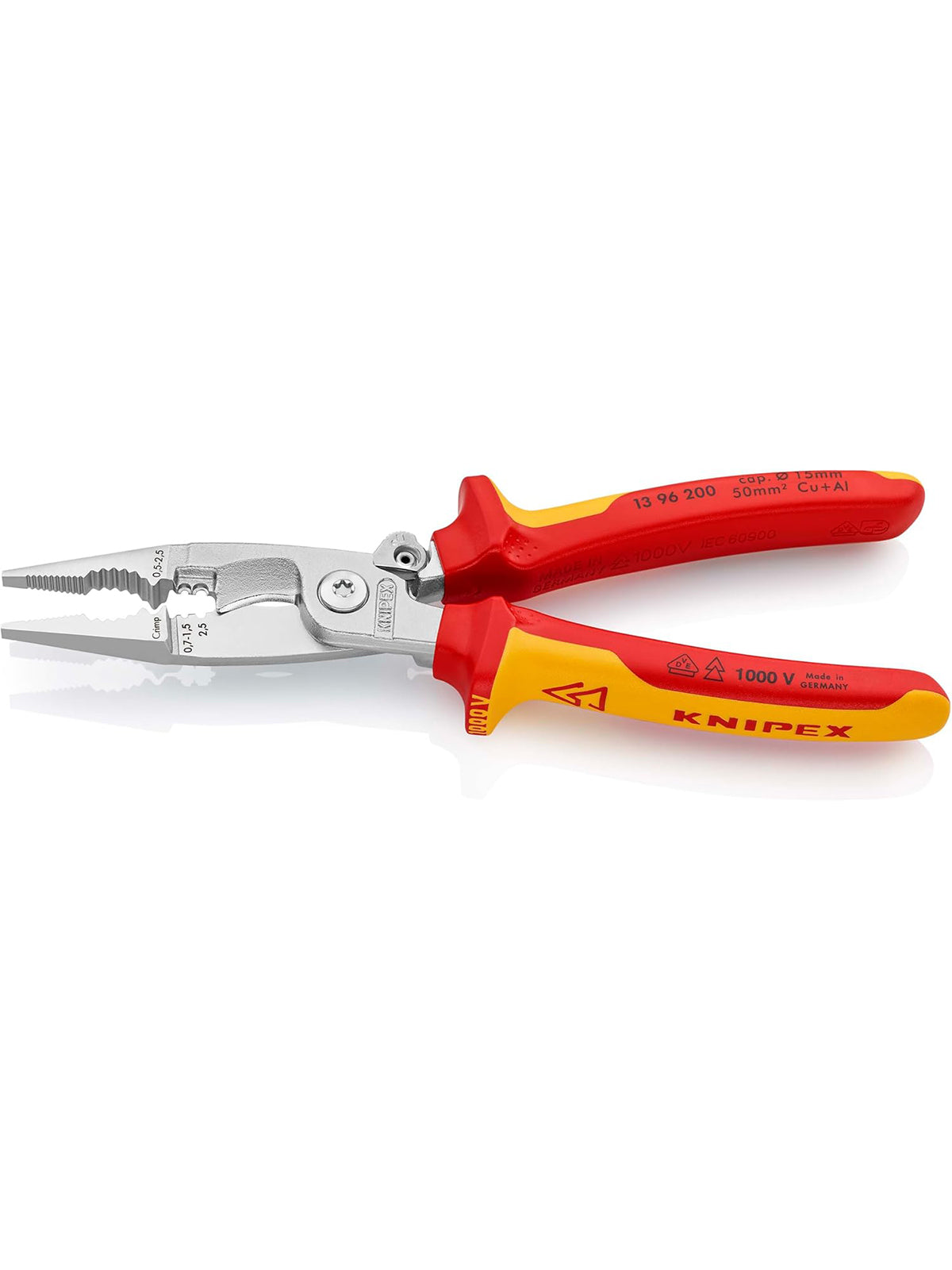 KNIPEX Elektro-Installationszange isoliert mit Mehrkomponenten-Hüllen 200 mm