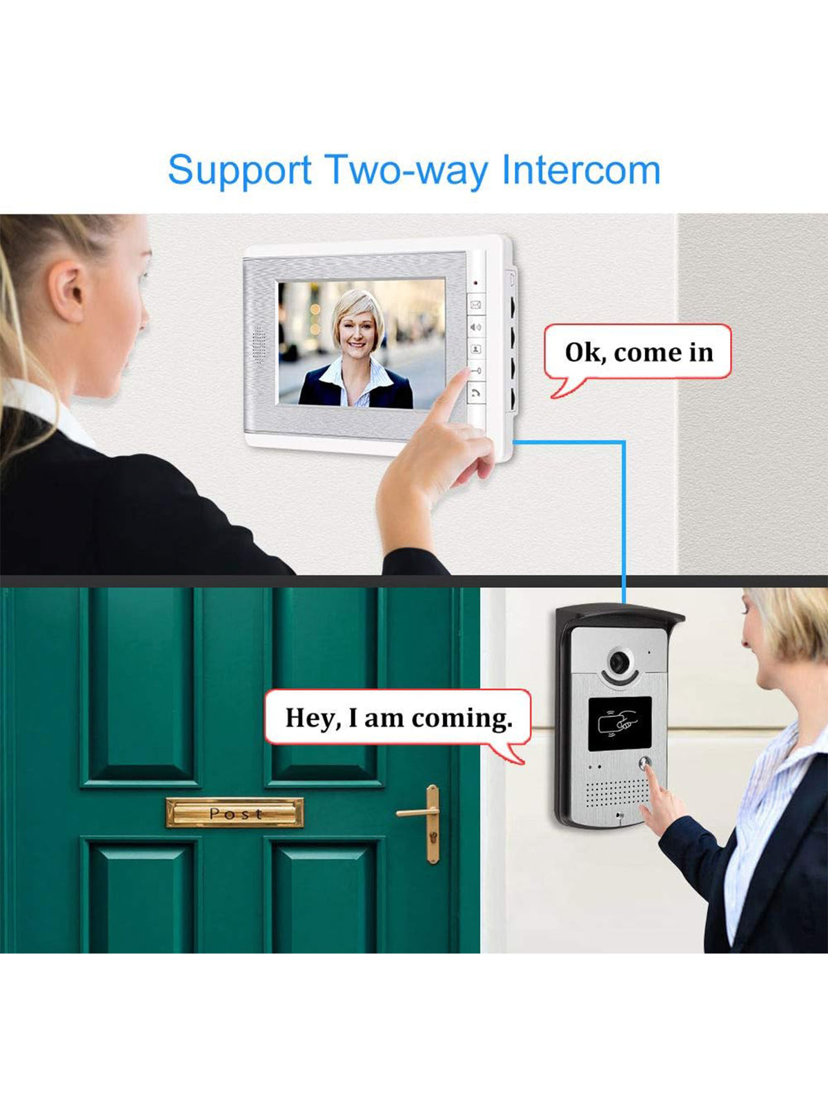 uoweky Home Intercom Video-Türsprechanlage RFID-Kamera Zutrittskontrollsystem