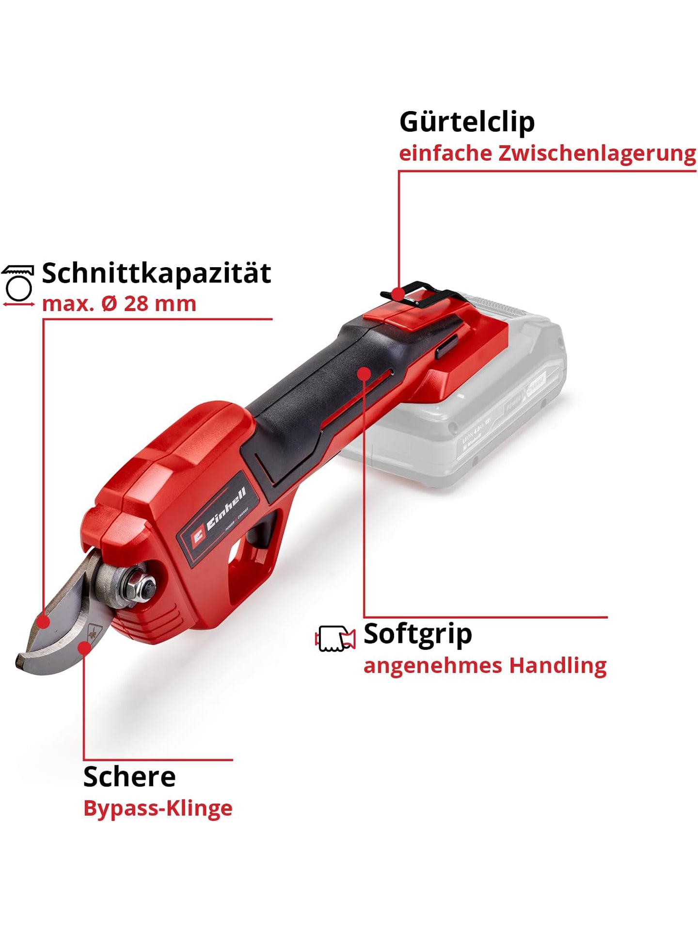 Einhell Akku-Astschere GE-LS 18 Li-Solo Power X-Change 18 V bis 28 mm Softgrip