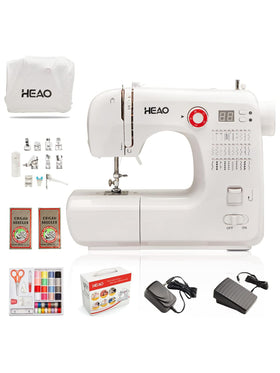 HEAO Nähmaschine 30 integrierte Stiche 11 Nähfüße Staubschutzhaube mit Fußpedal