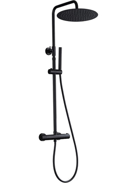 JOHO Thermostat Duschset Duschsystem mit XXL Regenduschkopf 30 cm Schwarz Rund
