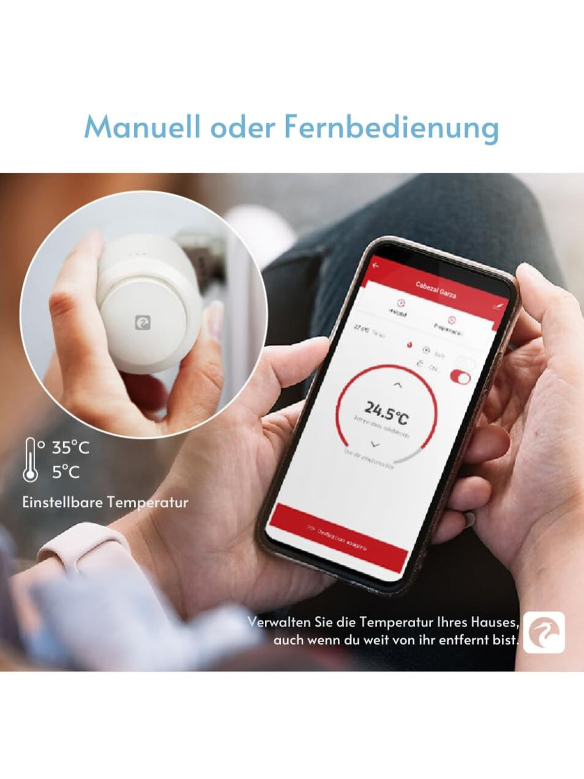 Garza Starter Kit Zigbee 3.0 Smart Thermostatkopf mit Bridge App Alexa Google
