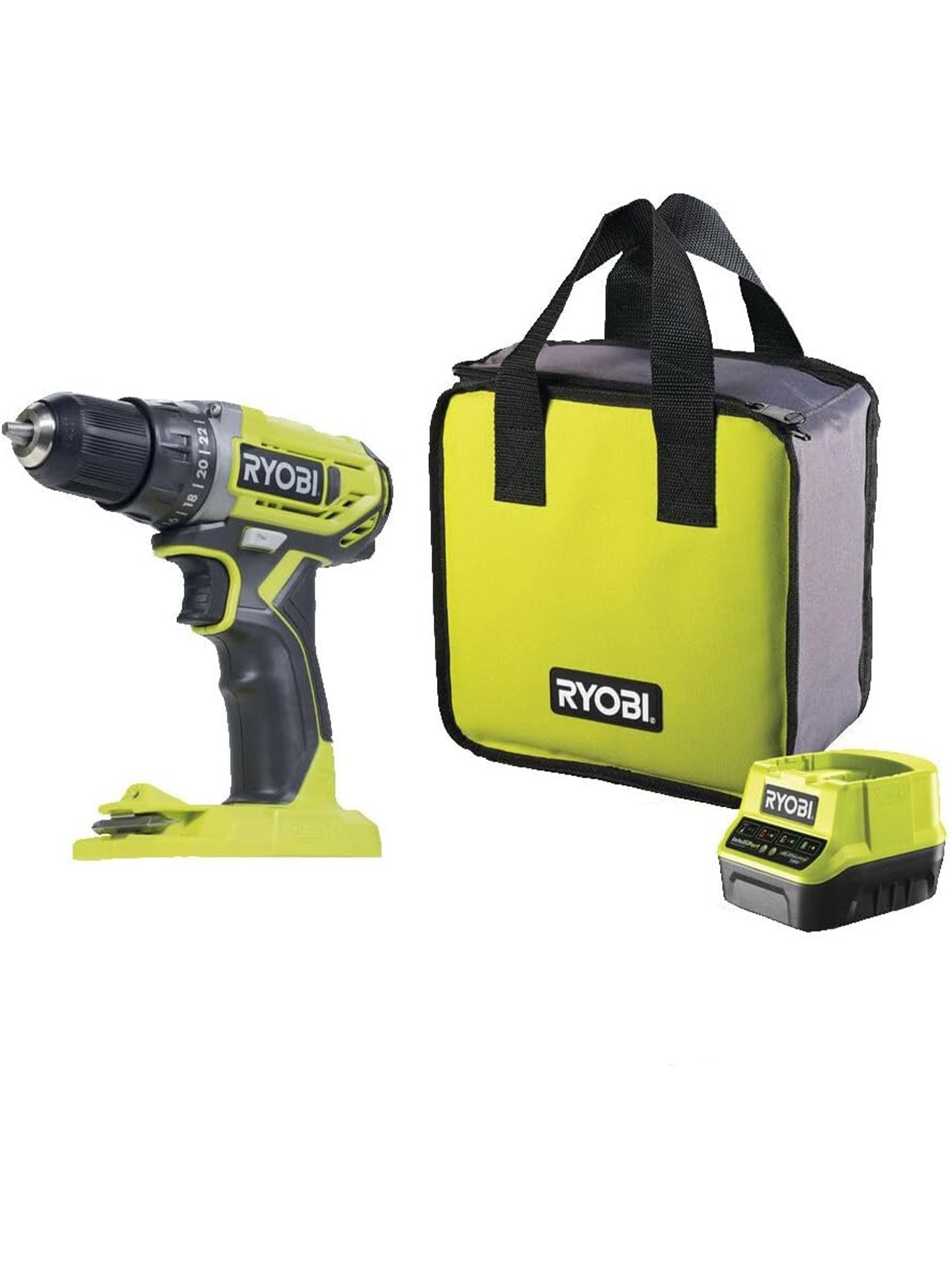 RYOBI 18 V ONE+ Akku-Bohrschrauber R18DD2-242S 2-Gang-Getriebe 40 Nm Ladegerät