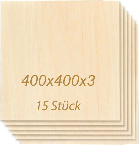 15 Stück 3mm Sperrholz 400x400 mm Laserfähig Linde Holzplatten Holz