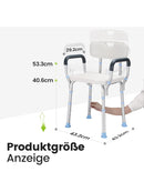 HEAO Duschstuhl mit Rückenlehne und Armlehnen höhenverstellbar 41-53cm bis 136kg-2