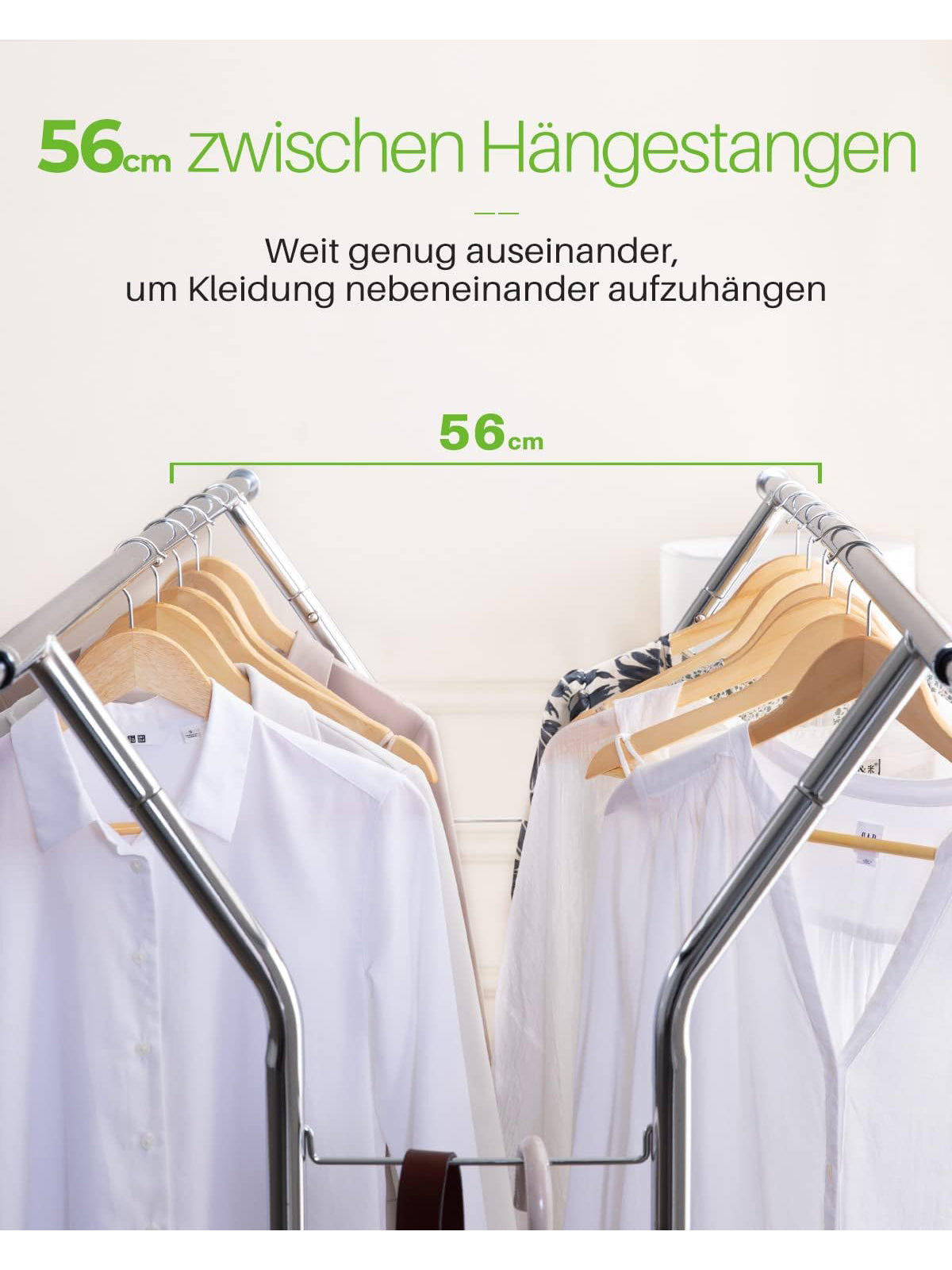 HOKEEPER Schwerlast Kleiderständer bis 181 kg ausziehbare Kleiderstange Rollen
