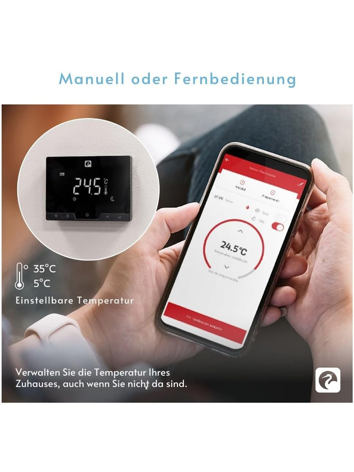 Garza Wireless Wifi Smart Thermostat für Kessel und Heizung Touch Alexa Google