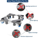 NIUXX Waschmaschine Sockel Untergestell mit 8 Füßen+4 Räder 42-66cm verstellbar-6