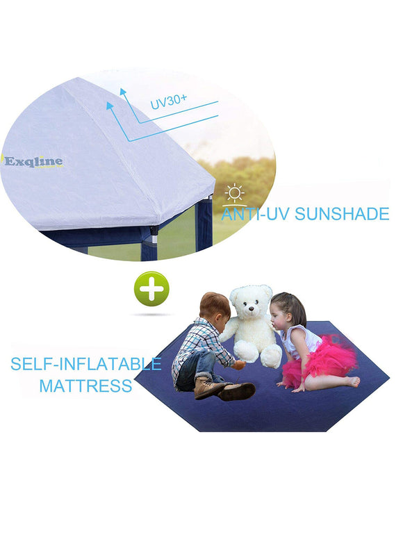 Baby Laufstall mit Matte Pop-up Baby Laufgitter Atmungsaktiv 6-Panel Faltbar