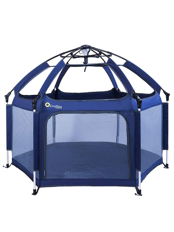 Baby Laufstall mit Matte Pop-up Baby Laufgitter Atmungsaktiv 6-Panel Faltbar