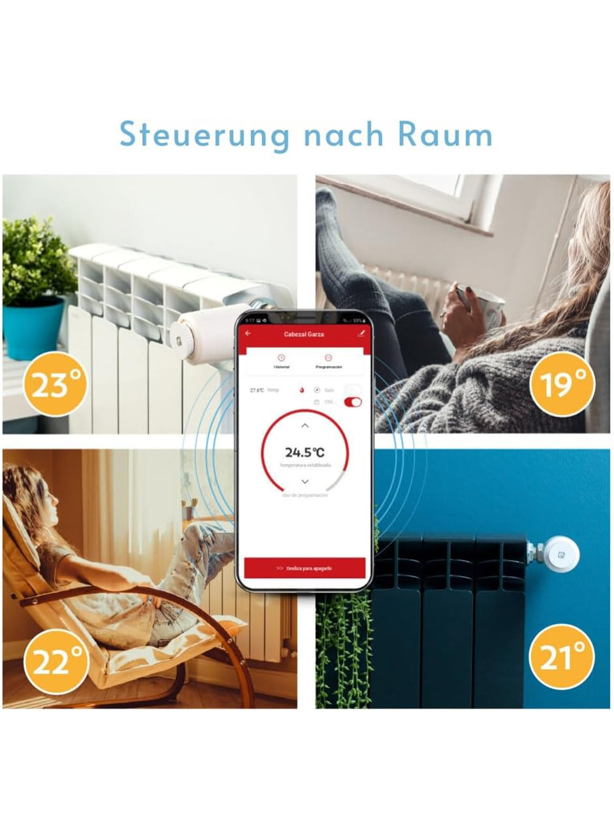 Garza Starter Kit Zigbee 3.0 Smart Thermostatkopf mit Bridge App Alexa Google