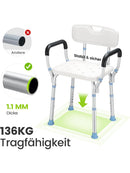 HEAO Duschstuhl mit Rückenlehne und Armlehnen höhenverstellbar 41-53cm bis 136kg-4