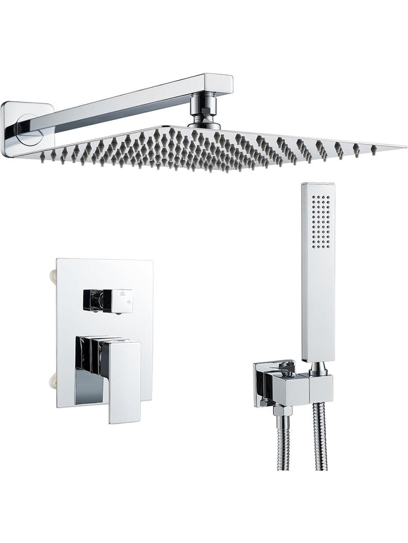 Solepearl 10 Zoll Regendusche Unterputz Duscharmatur Duschsystem Chrom 25 x 25cm