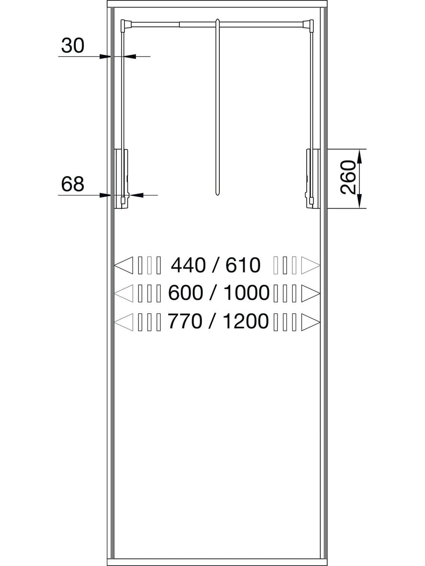 Servetto SE08MEP00 Kleiderlift Jun. 600-1000 anthratzit 600x1000 mm