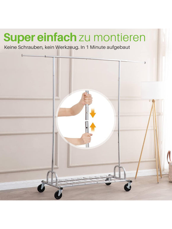 HOKEEPER Kleiderständer mit Einlegeböden Kleiderstange auf Rädern bis 204 kg
