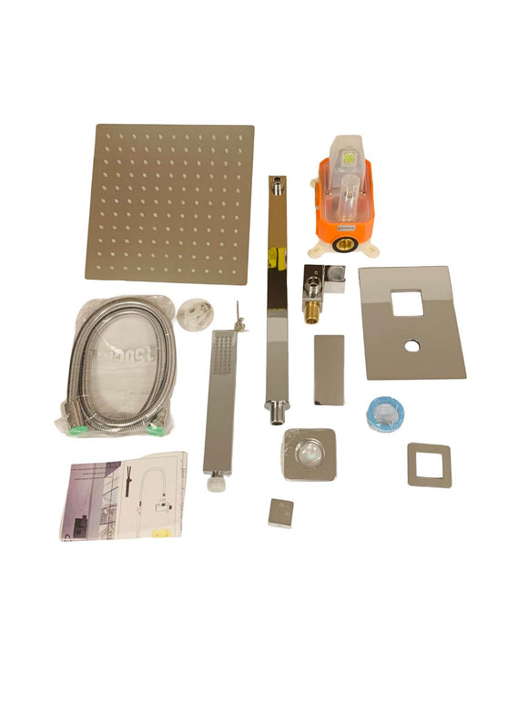 Solepearl 10 Zoll Regendusche Unterputz Duscharmatur Duschsystem Chrom 25 x 25cm