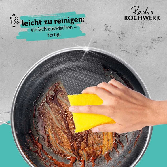 Bratpfanne Edelstahl Pfanne Antihaft Kratzfest Wabenstruktur für alle Herdarten