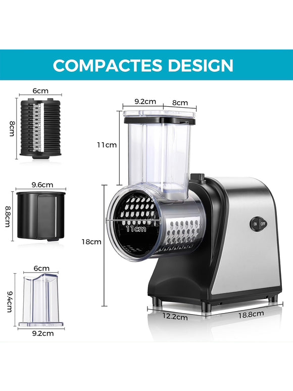 Nictemaw Gemüseschneider Gemüsehobel Elektrisch Edelstahl 250W L-Size 5 Klingen