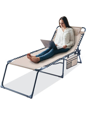 KING BIRD Sonnenliege mit Kopfkissen Beige 190x70x40cm