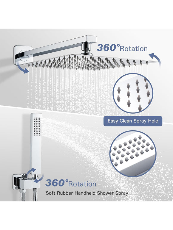 Solepearl 10 Zoll Regendusche Unterputz Duscharmatur Duschsystem Chrom 25 x 25cm