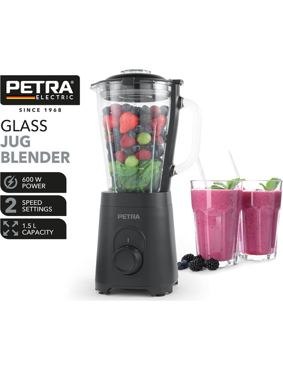 Petra Standmixer Glas 1,5L Smoothie Maker & Mixer für Küche 2 Geschwindigkeiten