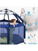 Baby Laufstall mit Matte Pop-up Baby Laufgitter Atmungsaktiv 6-Panel Faltbar-5