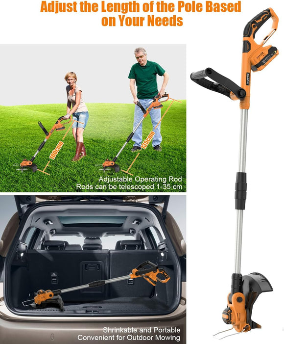 21V Akku Rasentrimmer Freischneider Bürstenlos 2x Akku Teleskoprohr Verstellbar