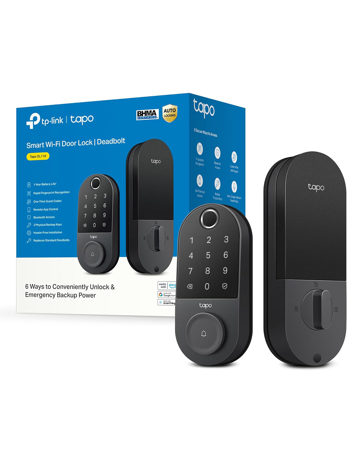 TP-Link Tapo Smart-Türschloss Riegel Schlüssellos Fingerabdruckerkennung App