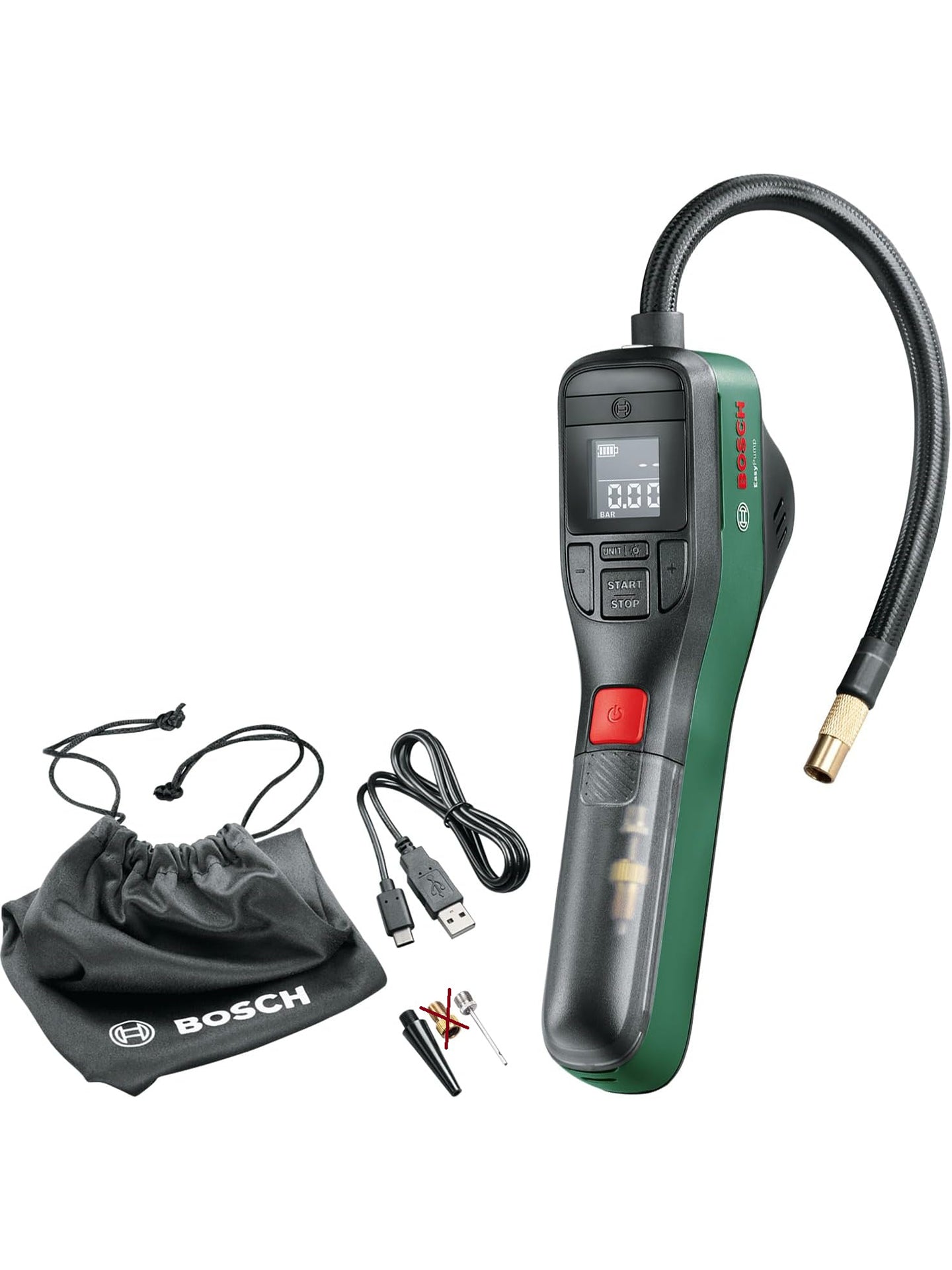 Bosch elektrische Fahrradpumpe Luftpumpe Mini Kompressor EasyPump 3,0 Ah 3,6 V