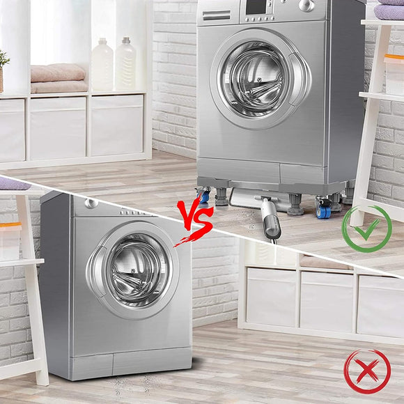 NIUXX Waschmaschine Sockel Untergestell mit 8 Füßen+4 Räder 42-66cm verstellbar