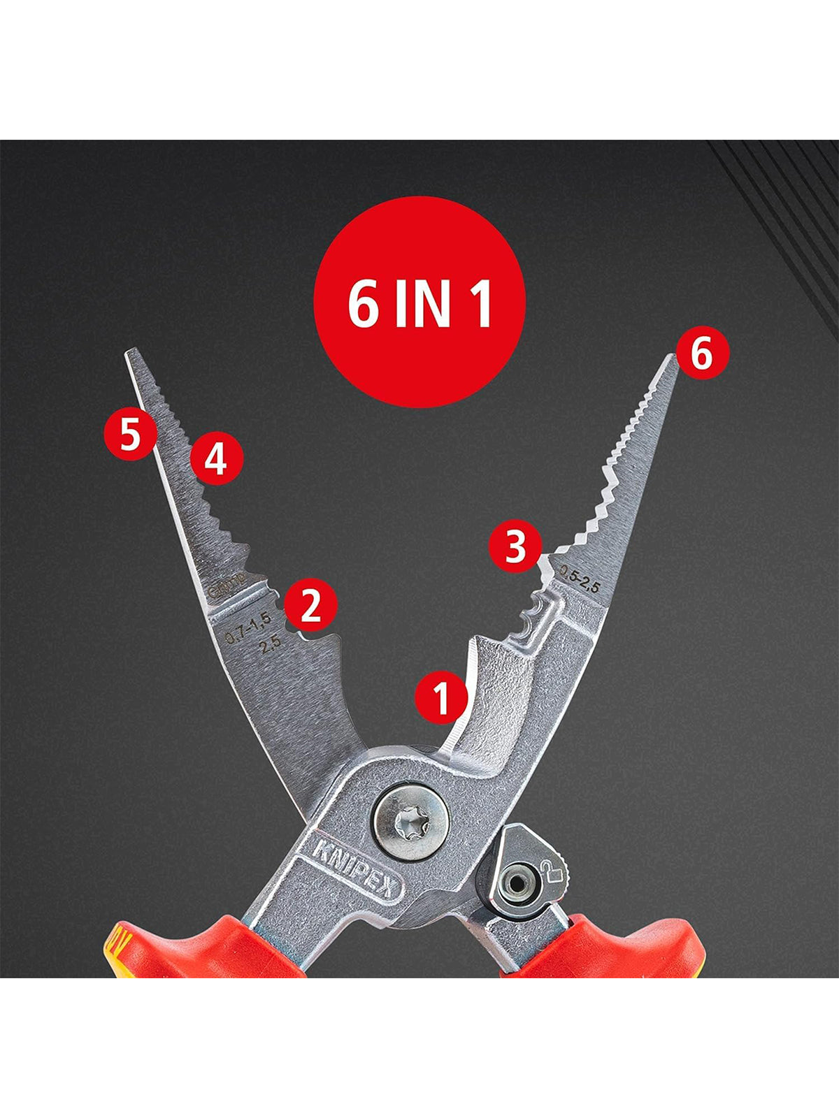 KNIPEX Elektro-Installationszange isoliert mit Mehrkomponenten-Hüllen 200 mm