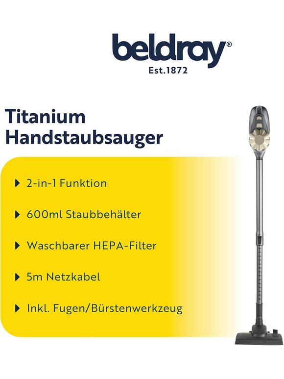 Beldray Titanium 2-in-1 Staubsauger 600ml Staubbehälter 600W HEPA Filter