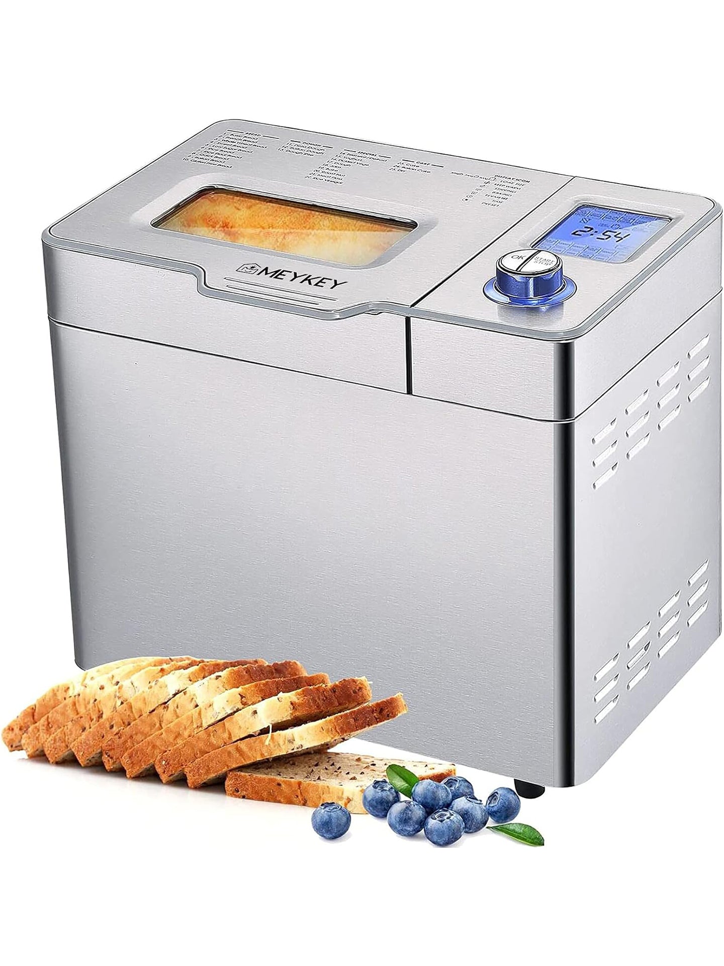 Meykey Brotbackautomat 550 W Edelstahl Brotbackmaschine mit 25 Backprogrammen