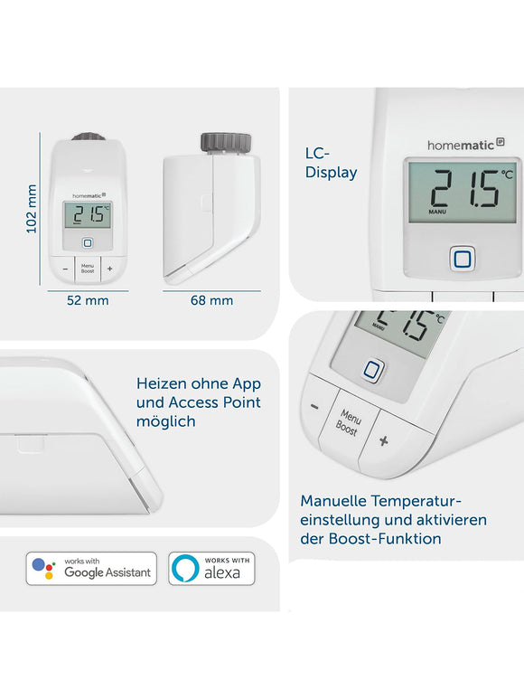 3x Homematic IP Smart Home Basic digitales Thermostat Heizung Alexa Google