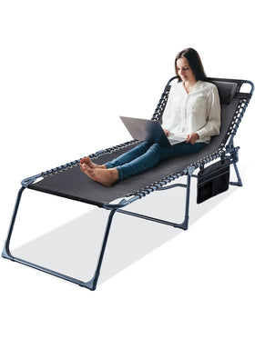 KING BIRD Sonnenliege mit Kopfkissen Schwarz 190x70x40cm