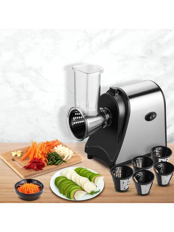Nictemaw Gemüseschneider Automatisch Elektrisch Gemüsehobel 250W mit 5 Klingen