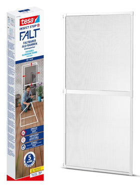 tesa Insect Stop FALT Tür Faltbarer Alu-Rahmen 80x170 cm bis 100x220 cm Weiß