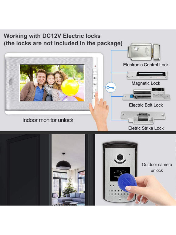 uoweky Home Intercom Video-Türsprechanlage RFID-Kamera Zutrittskontrollsystem