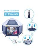 Baby Laufstall mit Matte Pop-up Baby Laufgitter Atmungsaktiv 6-Panel Faltbar-2