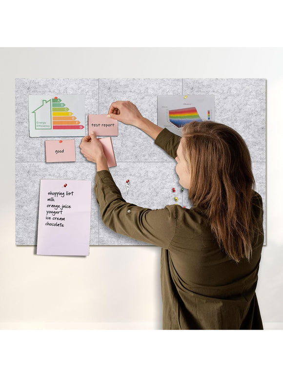 6x Filz-Pinnwand mit 60 Pins 12 mm dick Pinwand Korkwand Selbstklebend 30x30 cm