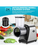 Nictemaw Gemüseschneider Gemüsehobel Elektrisch Edelstahl 250W L-Size 5 Klingen-2