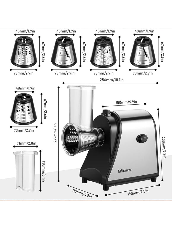 Nictemaw Gemüseschneider Automatisch Elektrisch Gemüsehobel 250W mit 5 Klingen