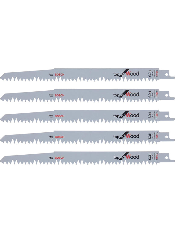 Bosch Accessories Bosch Professional 5x Säbelsägeblatt S 1531 L für Holz 240mm