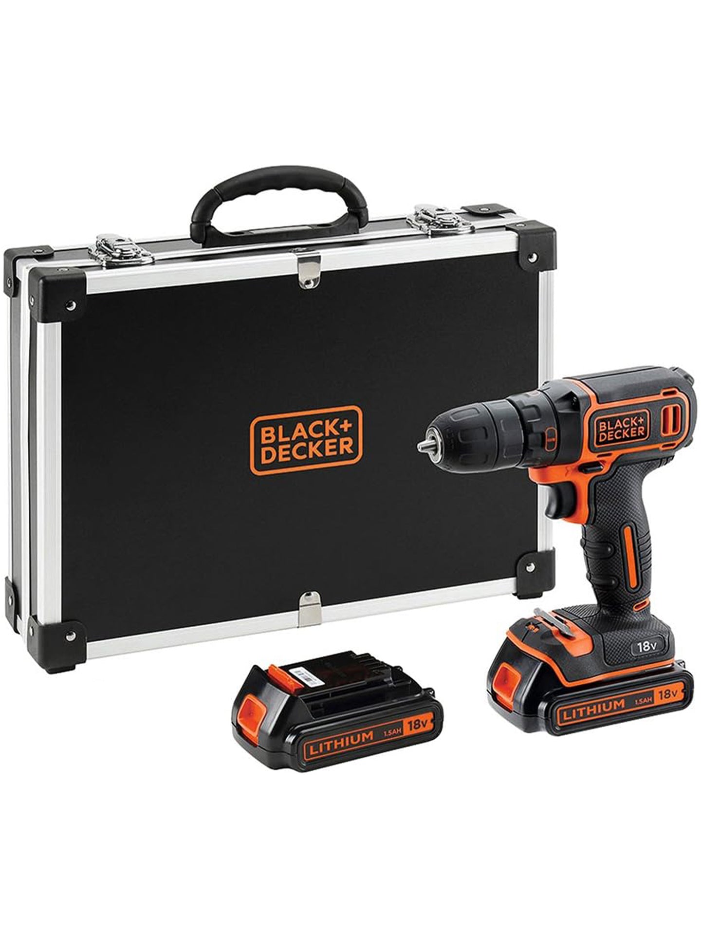 BLACK+DECKER Akku-Bohrschrauber 18 V Kompakt und Leicht mit 2 Akkus und Koffer