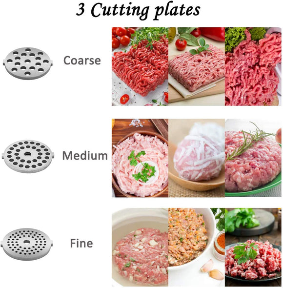 Meykey Elektrischer Fleischwolf max. 2000W 3-in-1 mit Aufsätzen