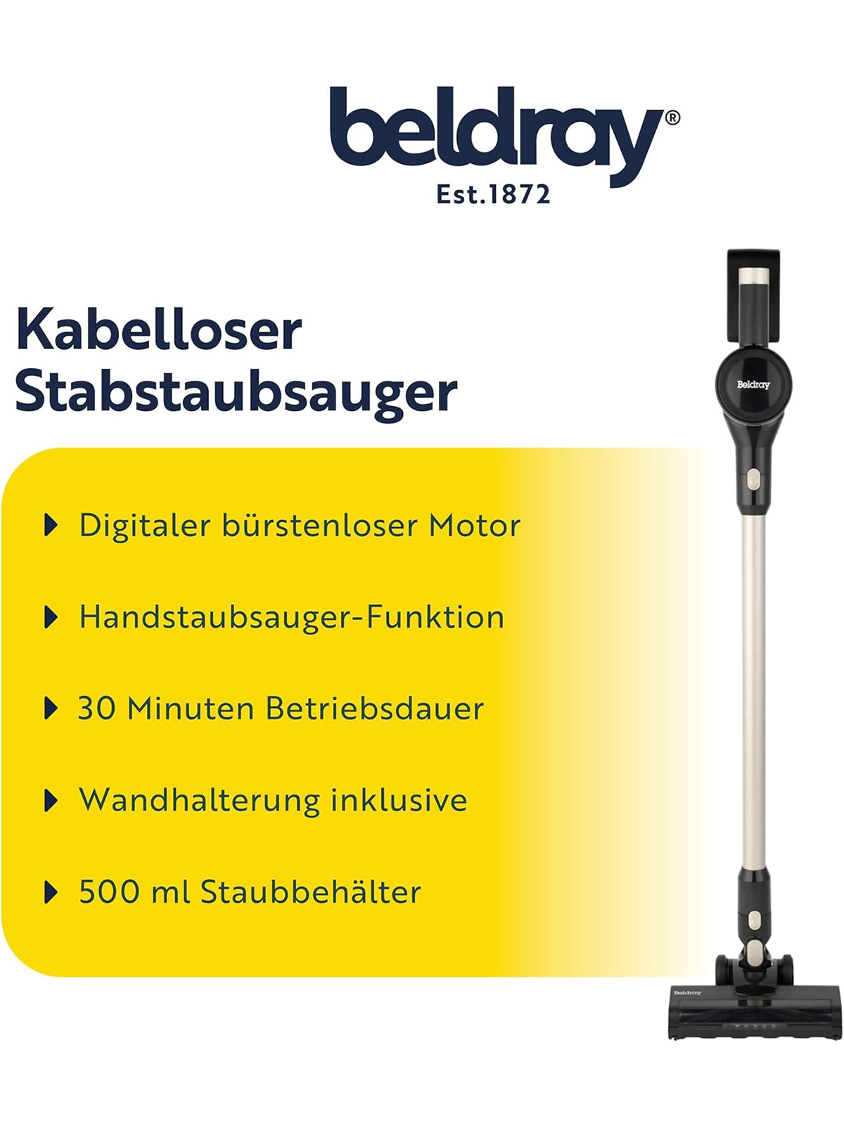 Beldray Airvolve 2in1 Akku-Staubsauger Handstaubsauger 2 Stufen 22,2 V +