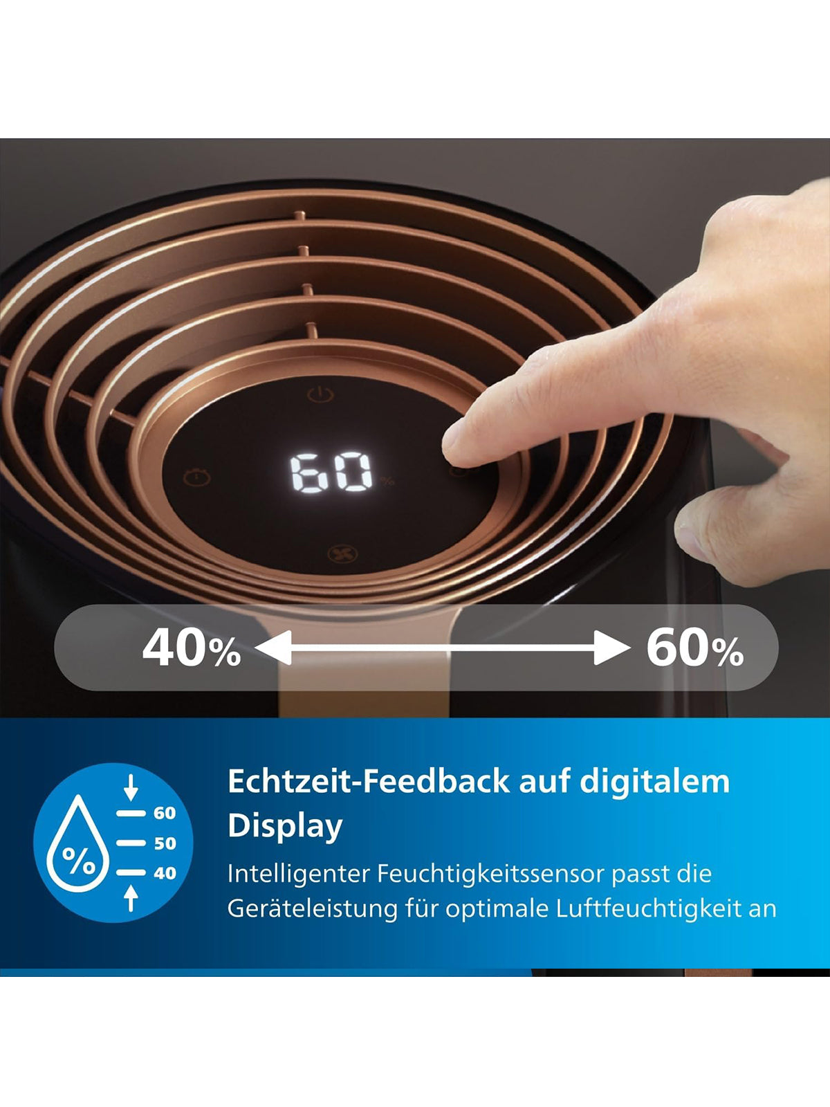 Philips Luftbefeuchter 3000 NanoCloud 99,97% weniger Bakterien 300 ml/h 3 Modi