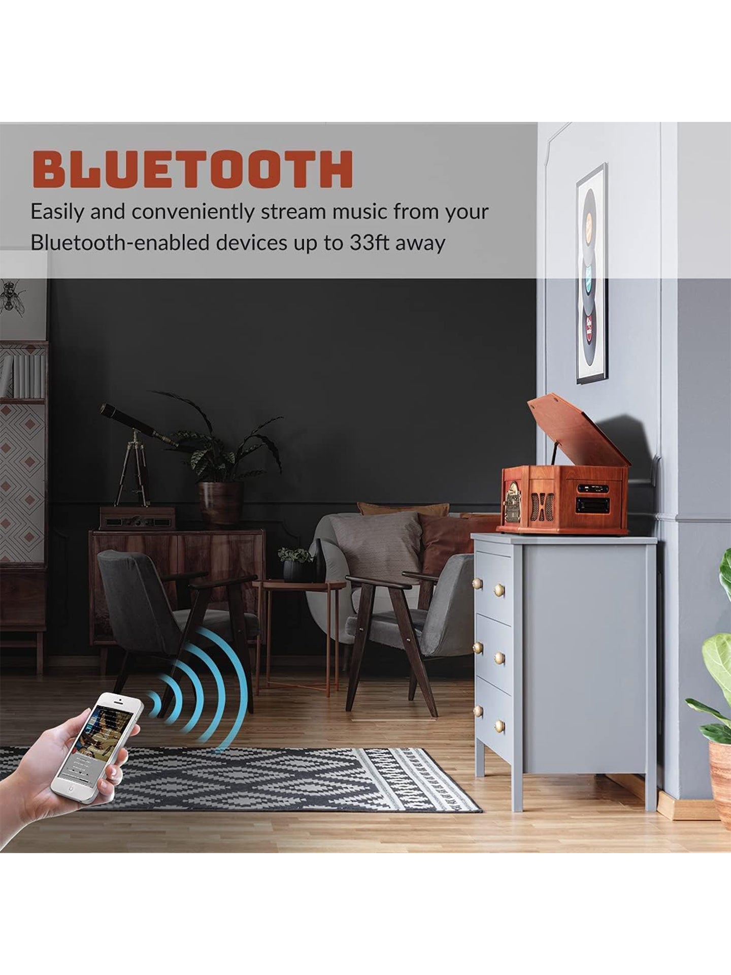 ORCC 10 in 1 Plattenspieler für Schallplatten mit Bluetooth Lautsprecher FM USB